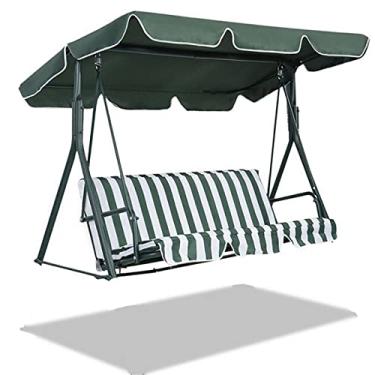 Imagem de 3 Person Outdoor Patio Swing Chair Replacement Canopy + Removable Seat Cover, Garden Swing Cover for Patio Yard Swin Canopy Seat Furniture Cover Waterproof Sunshade UV Block(Green)