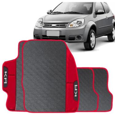 Imagem de Lindo jogo tapete 4 peças carro automotivo  na cor vermelho ford ka 20