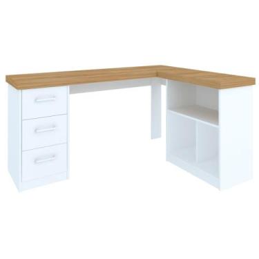 Imagem de Mesa Para Escritório Escrivaninha Home Office Mali A02 Olmo Branco - L