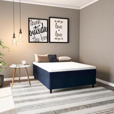 Imagem de Colchão Casal Mola Ensacada Aube Macio (25x138x188) Azul e Branco - Mo