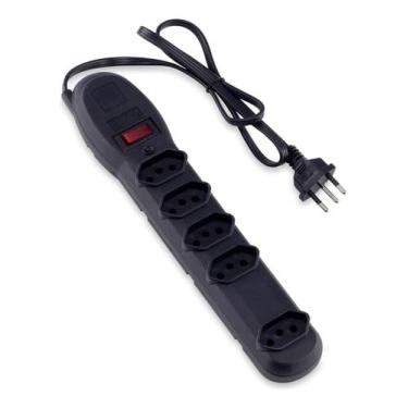Imagem de Filtro de Linha com 5 Tomadas, Cabo 100cm, Bivolt 110V/220V, Preto