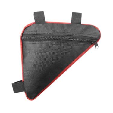 Imagem de UGPLM Bolsa de armazenamento para quadro de bicicleta, bolsa para tubo dianteiro de bicicleta, bolso, acessórios, mochila de ciclismo à prova d'água, Preto Vermelho