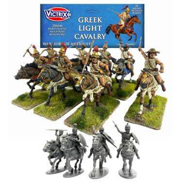 Imagem de Wargames Delivered - Conjunto de cavalaria leve grega Victrix, 12 miniaturas detalhadas de 28 mm com dardo, escudos e opções de cabeça para jogos de guerra antigos e dioramas históricos