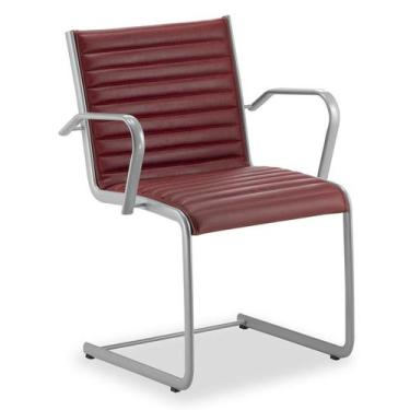 Imagem de Cadeira Escritório Fixa Vermelha Com Braços Alezzi Prata