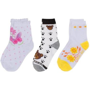Imagem de Kit c/ 6 Meia Infantil Menina Com Desenhos Bruna Lian, 31 a 34