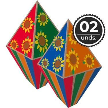Imagem de Decoração de Festa Junina São João Quermesse Arraial Kit 2 Balões de Papel Bandeirinhas Floral ou Girassol (Girassol)
