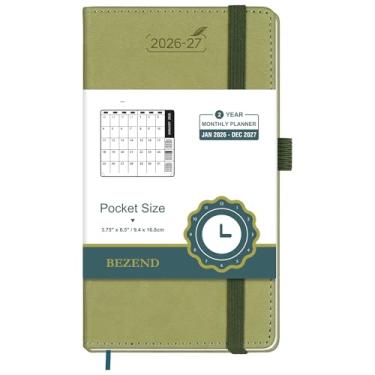 Imagem de BEZEND Agenda mensal 2026-2027, calendário de bolso de 2 anos para bolsa de 8,9 cm x 16,5 cm, funciona de janeiro de 2026 a dezembro de 2027, papel 100 GSM, bolso de armazenamento, laço para caneta e