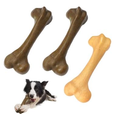 Imagem de UXVA Ossos de cachorro indestrutíveis para mastigadores agressivos, brinquedos duráveis para dentição de filhotes, brinquedos interativos para cães de raça média/grande, sabor de carne e frango (3