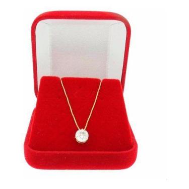 Imagem de Cordão Ponto De Luz + Brinco Bebê Recém Nascido Ouro 18k 750 - RD Maga