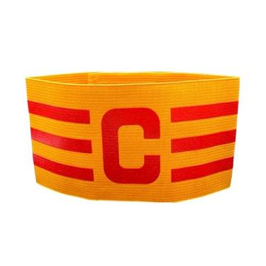 Imagem de Braçadeira Amarela e Vermelha Faixa de Capitão de Futebol Ajustável