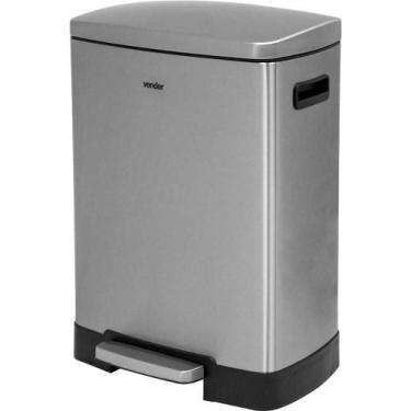 Imagem de Lixeira retangular, 50 litros, inox, cinza, VONDER