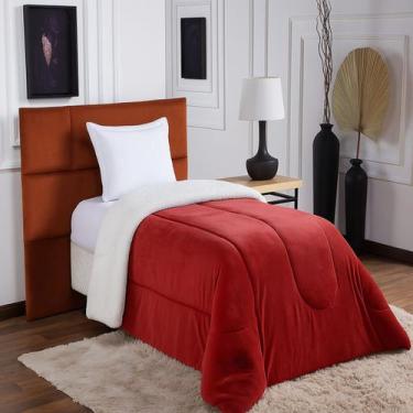 Imagem de Coberdrom Edredom Pele De Carneiro Solteiro Sherpa Dupla Face Terracot