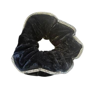 Imagem de Laçarote Médio de Veludo Preto com Stráss para Cabelo - Pistache Acess