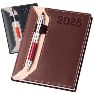 Imagem de Agenda Diaria Executiva 2026 Capa Dura em Couro Sintético Planner Diario Caderno Anotações Anual Escolar Trabalho A5 (Marrom)