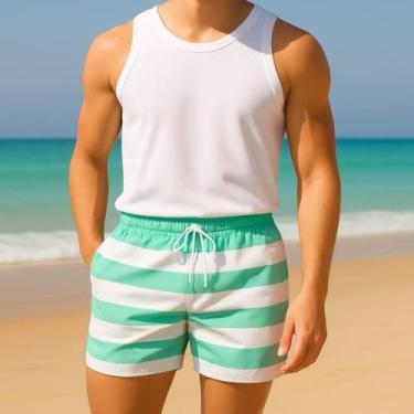Imagem de Shorts Tactel Bermuda Masculino Praia Mauricinho LISTRADO 705 - Iron, 