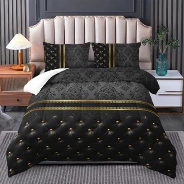 Imagem de Tuzaovy Jogo de cama King preto, gótico macio, vintage, floral, edredom gótico, decoração hippie, boêmio, exótico, acolchoado, para adolescentes e adultos