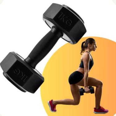 Imagem de kit de Halter Sextavado 2 unidades Treino em Casa Academia Peso 1Kg ca