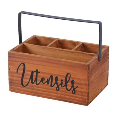 Imagem de AFXGUSD Unidade de Armazenamento de Madeira para Utensílios de Cozinha Projetada para Uso Doméstico, Castanho Claro, Tamanho real