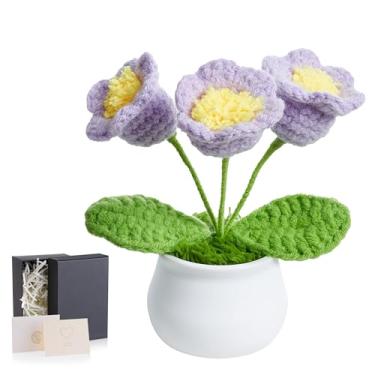 Imagem de LAIDANLA Flores de crochê, lírio do vale, roxo claro, pequeno, feito à mão, presente de aniversário de agradecimento de Natal para mulheres, professora, mãe, irmã, avó, colega de trabalho, amiga, vaso