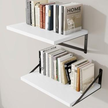 Imagem de Prateleiras de parede profundas 40 cm L x 30 cm P Prateleiras flutuantes de madeira projetada para parede, suporte de metal resistente, decoração de casa, armazenamento para sala de estar, quarto