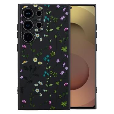 Imagem de RALEAVO Capa para Samsung Galaxy S24 Ultra, linda capa floral com estampa de ramo de flor, capa de telefone de silicone líquido para meninas e mulheres, capa protetora de borracha macia para S24 Ultra