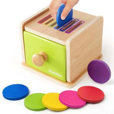 Imagem de Caixa de gaveta de madeira Montessori Toys Richtim Color Sorting 1-3Y