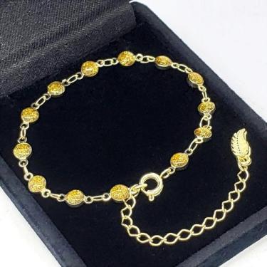 Imagem de Pulseira Contas Ouro Antigo Glitter Banho Ouro 18k 2225 - Très Chic Jo