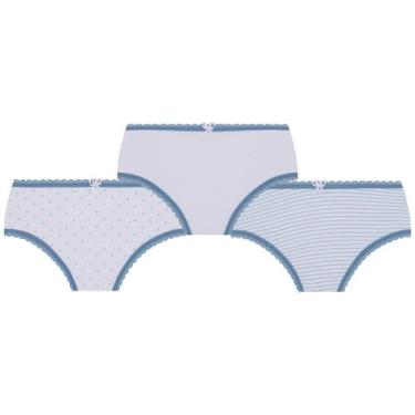 Imagem de Kit 3 Calcinha Lobinha Infantil Kids Lupo Algodão Estampada, P, Azul