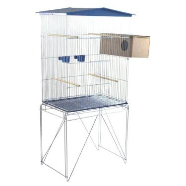 Imagem de Viveiro Grande Azul Com Ninho Bandeja Zincada Teto Slim - Contrera Pet