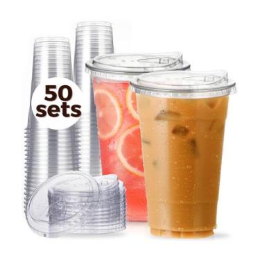 Imagem de Copos descartáveis Aatriet de plástico transparente de 24 onças com ta