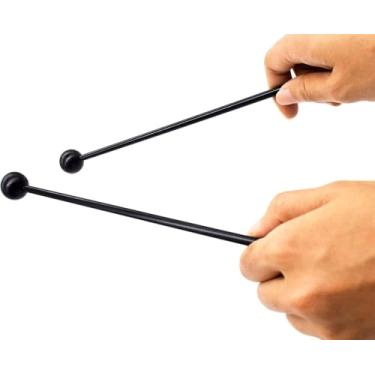 Imagem de AUEAR, Pacote com 10 baquetas de plástico portátil vara de tambor instrumento musical preto