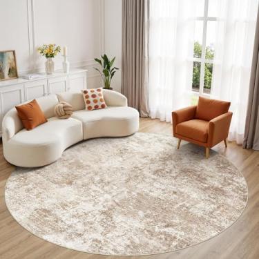 Imagem de Micgeek Tapete redondo de 1,5 m – 13 x 12 abstrato lavável grande macio dobrável tapete antiderrapante neutro moderno tapete baixo para sala de estar, quarto, berçário, sala de jantar, casa de fazenda