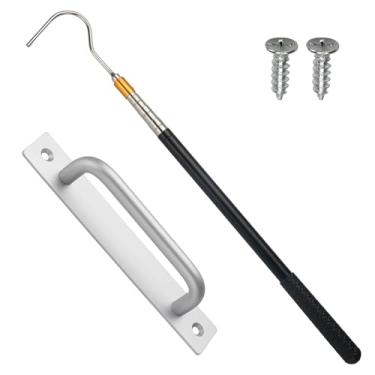 Imagem de Kit de gancho de puxar para baixo no sótão com haste telescópica ajustável e maçaneta de porta de escada, substitui o cabo de puxar para baixo do sótão e o cabo de puxar da escada do sótão para