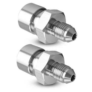 Imagem de 2 peças 3AN macho para 3/8-24 alargador invertido fêmea adaptador de linha de freio adequado para linhas de freio de 3/40.6 cm, linhas de embreagem, turbocompressor, fornecimento de óleo, pressão de
