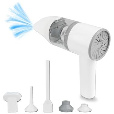 Imagem de VIRSHX BATT Aspirador de pó portátil para carro com motor sem escovas eficiente, alta potência de 120 W e tempo de execução prolongado, aspirador de mão portátil sem fio 4 em 1 para carro, casa