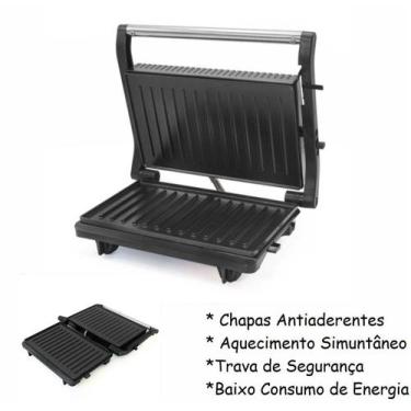Imagem de Grill Elétrico E Sanduicheira 2 Chapas Antiaderente 110V - A5