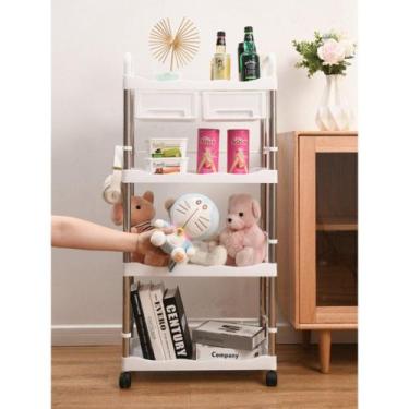 Imagem de Prateleira Multiuso 4 Andares com 2 Gavetas Branca - Globalmix