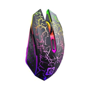 Imagem de Mouse Gamer Ergonômico Sem Fio RGB 2.4G Bluetooth 1600DPI Com 6 Botões