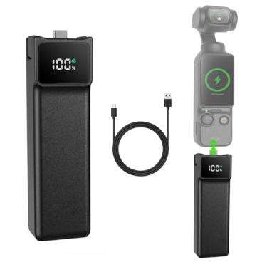Imagem de SZZCNOX Alça de bateria Osmo Pocket 3, Power Stick portátil para câmera DJI Osmo Pocket 3, alça de extensão de bateria com tela LCD e bateria embutida de 5000 mAh, orifício rosqueado reservado de 1