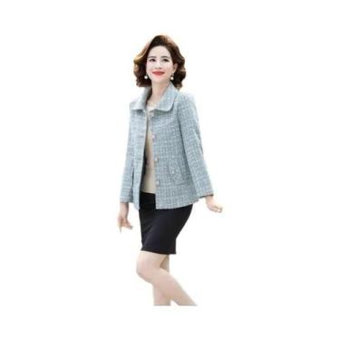 Imagem de Jaqueta De Tweed Feminina Moda Primavera Outono Casual Curta Com Estam