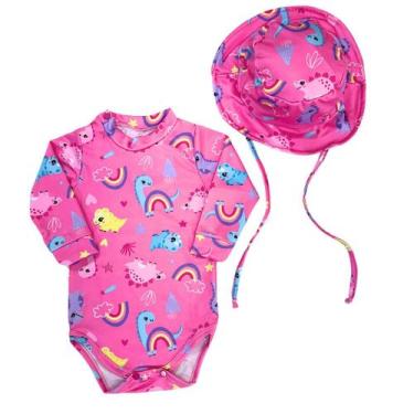 Imagem de Kit Body + Chapéu Bebê Proteção Solar Praia Piscina Verão - Fofotinhos