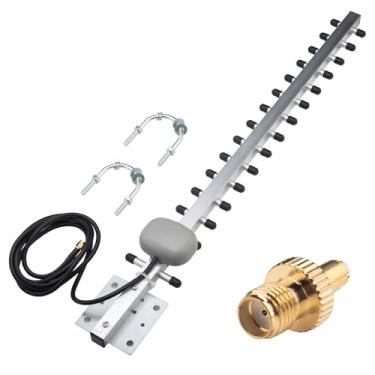 Imagem de Kaunosta Antena Yagi SMA macho de alto ganho 4G LTE 25dBi com cabo RG58 de 1,5 m + conector SMA fêmea para macho TS9 para roteadores, rede sem fio, câmera de segurança IP, adaptador de placa de rede