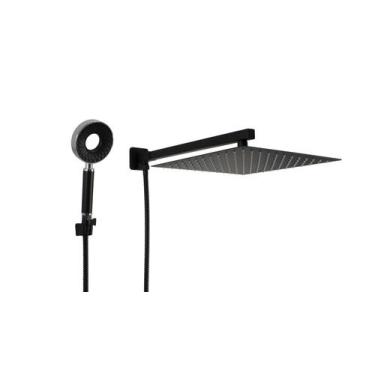 Imagem de Ducha Chuveiro Inox 304 30x30 cm Preto Fosco com Ducha Manual de ABS 3