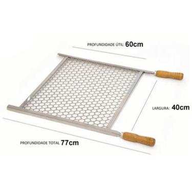 Imagem de Grelha Churrasco Churrasqueira 40Cm X 60Cm Aço Galvanizado