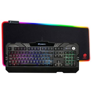 Imagem de Kit Gamer Teclado Semi Mecanico Com Led E Mousepad Rgb 70X30