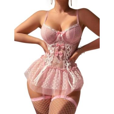 Imagem de Conjunto de lingerie CRIPOM Sexy Lace Body Suits, espartilho, corset, 