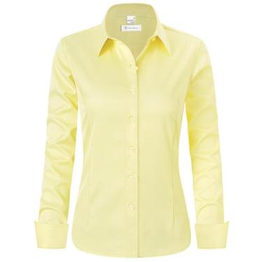Imagem de Camisa social siliteelon Wrinkle Free Button Down para mulheres