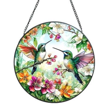 Imagem de Janela de vitral Suncatcher suspensa Rosporxin Hummingbird