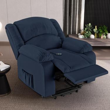 Imagem de Poltrona do Papai Reclinável Sala de Cinema Madrid Elevação Lift Elétrico PU Azul  G23