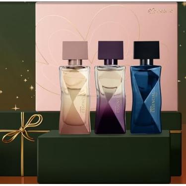 Imagem de Natura Kit Miniaturas Essencial Feminino, 3 Fragrâncias Deo Parfum 25ml, Essencial + Exclusivo + Oud, Floral e Amadeirado, com Caixa Personalizada de Presente
